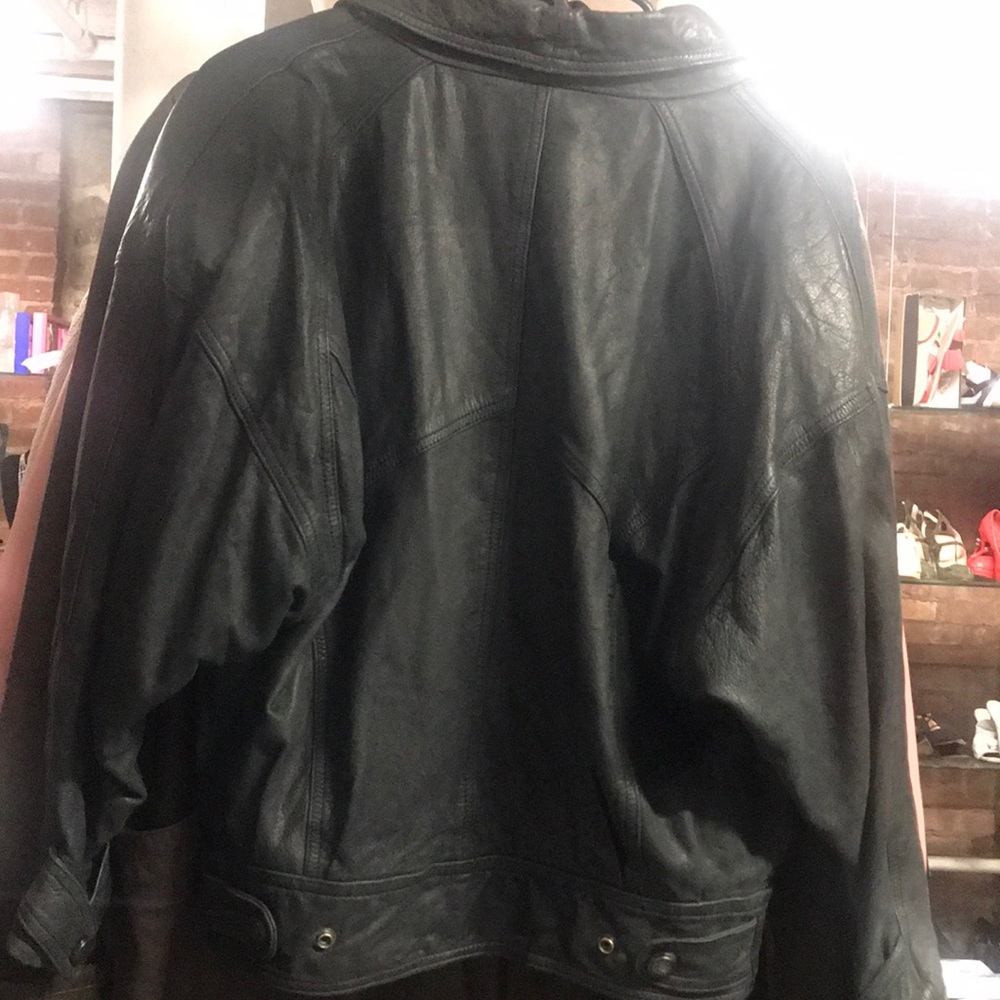 Express vintage black leather jacket